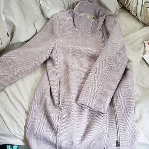 Loft Lavender Purple Herringbone Moto Coat